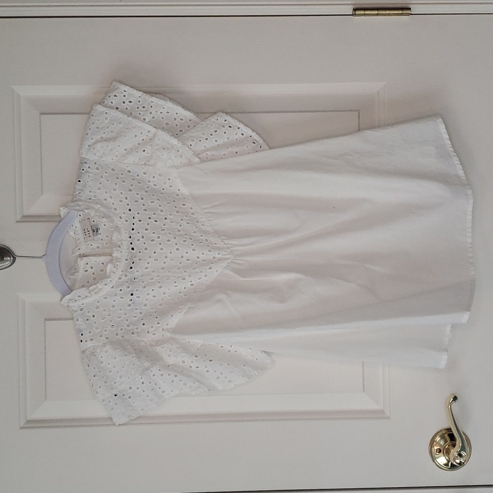 Eyelet Lace Flutter Sleeve Blouse